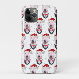 Cute Bull Terrier Dog Christmas Pattern iPhone 11 Proケース