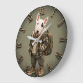 Cute Bull Terrier Puppy ラージ壁時計 (傾斜)