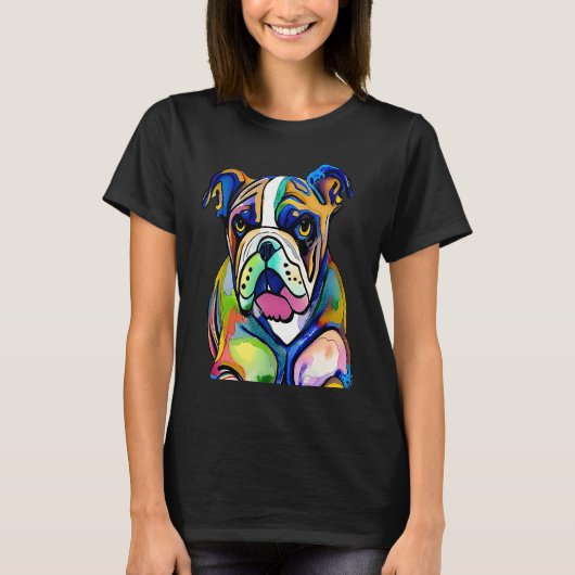 Cute Bulldog Watercolour for bulldog lovers, Men W Tシャツ (正面)