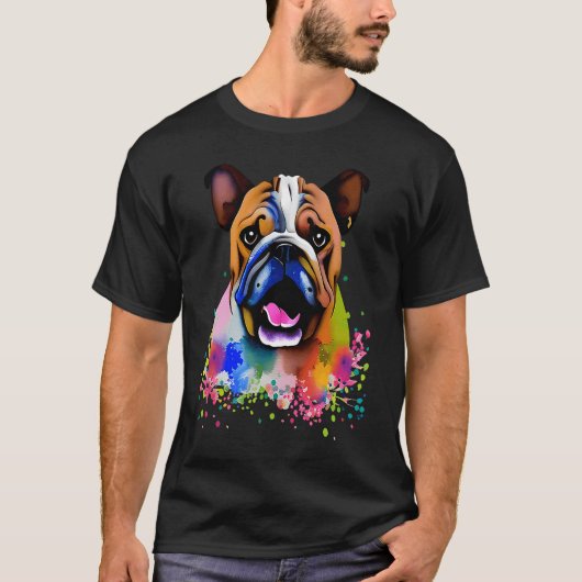 Cute Bulldog Watercolour for bulldog lovers, Men W Tシャツ (正面)