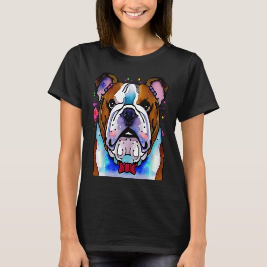Cute Bulldog Watercolour for bulldog lovers, Men W Tシャツ (正面)