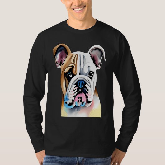 Cute Bulldog Watercolour for bulldog lovers, Men W Tシャツ (正面)