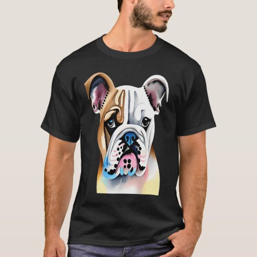 Cute Bulldog Watercolour for bulldog lovers, Men W Tシャツ (正面)