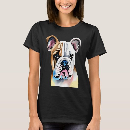 Cute Bulldog Watercolour for bulldog lovers, Men W Tシャツ (正面)