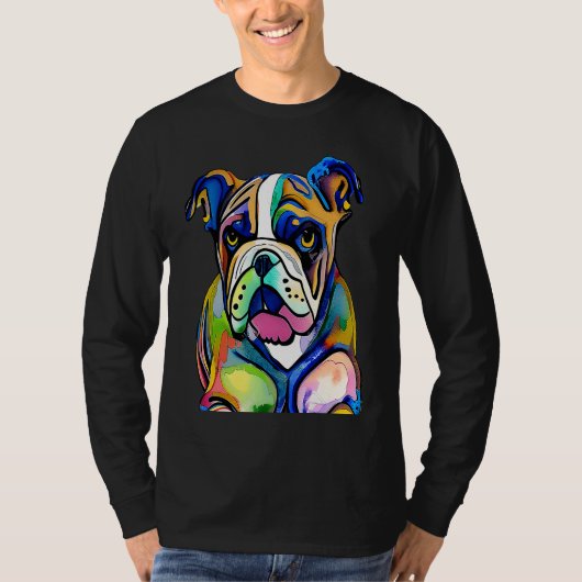 Cute Bulldog Watercolour for bulldog lovers, Men W Tシャツ (正面)