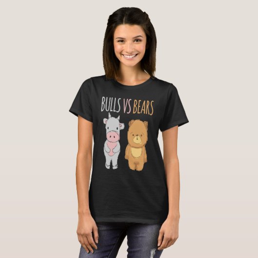 Cute Bulls vs Bears  Forex Crypto Stock Traders Tシャツ (正面フル)