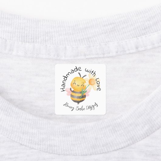Cute Bumble Bee Handmade with Love Personalized ラベル (貼付)