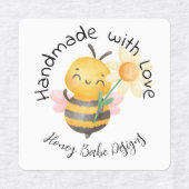Cute Bumble Bee Handmade with Love Personalized ラベル (デザイン1)