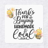 Cute bumble bee thanks for buying handmade & local ラベル (デザイン2)