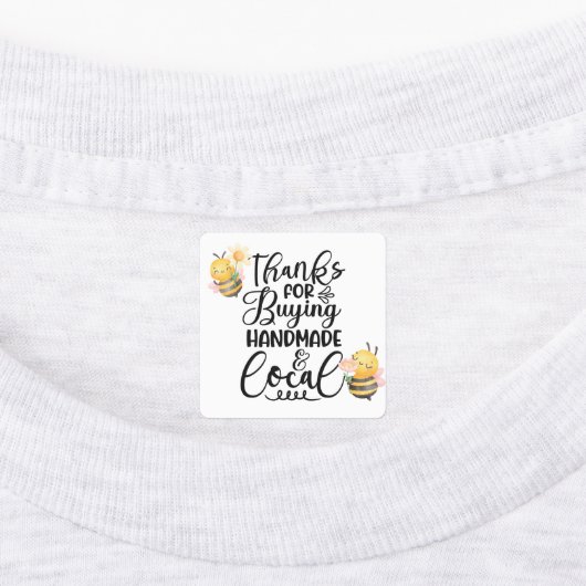 Cute bumble bee thanks for buying handmade & local ラベル (貼付)