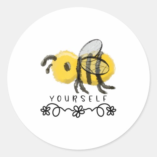 Cute Bumblebee Bee Yourself ラウンドシール (正面)