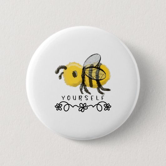 Cute Bumblebee Bee Yourself  缶バッジ (正面)