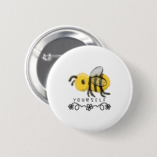 Cute Bumblebee Bee Yourself  缶バッジ (正面&裏面)