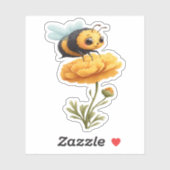 Cute Bumblebee on Flower Sticker シール (シート)