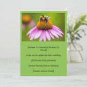 Cute Bumblebee On Purple Coneflower Wedding  招待状 (スタンド正面)