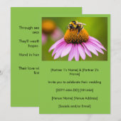 Cute Bumblebee On Purple Coneflower Wedding  招待状 (正面/裏面)