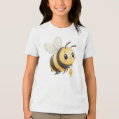 Cute Bumblebee with Honey Illustration トライブレンドＴシャツ (正面)
