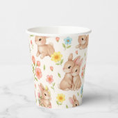 Cute Bunnies and Flowers Pattern 紙コップ (左)