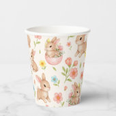 Cute Bunnies and Flowers Pattern 紙コップ (正面)
