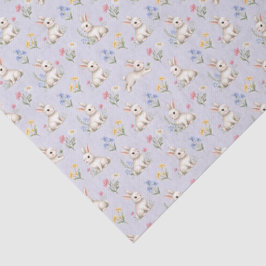Cute Bunnies and Wildflowers Pattern 薄葉紙 (詳細)