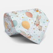 Cute Bunnies Holding Pastel Egg Balloons ネクタイ (ロール)