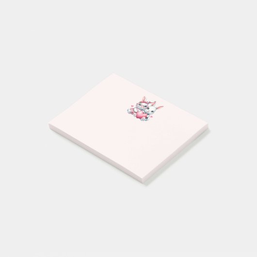 Cute Bunnies Sharing a Heart ポストイット (アングル)