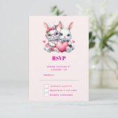 Cute Bunnies Sharing a Heart 出欠カード (スタンド正面)