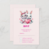 Cute Bunnies Sharing a Heart 出欠カード (正面/裏面)
