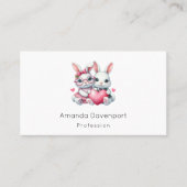 Cute Bunnies Sharing a Heart 名刺 (正面)