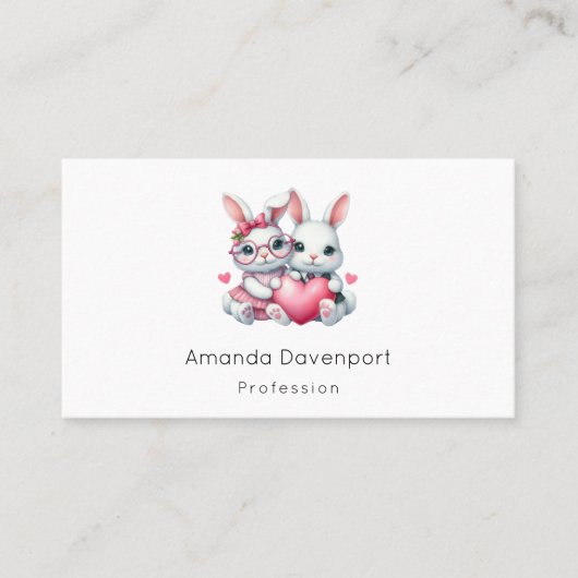 Cute Bunnies Sharing a Heart 名刺 (正面)