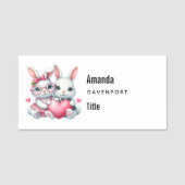 Cute Bunnies Sharing a Heart 名札 (正面)