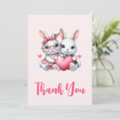 Cute Bunnies Sharing a Heart Party サンキューカード (スタンド正面)