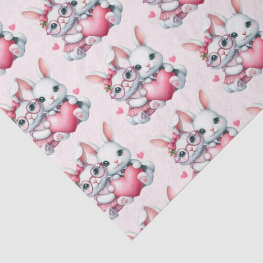 Cute Bunnies Sharing a Heart Pattern 薄葉紙 (詳細)