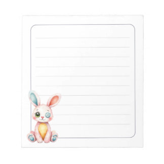 Cute Bunny 5.5 x 6 Rabbit Stationery Gift Lined ノートパッド