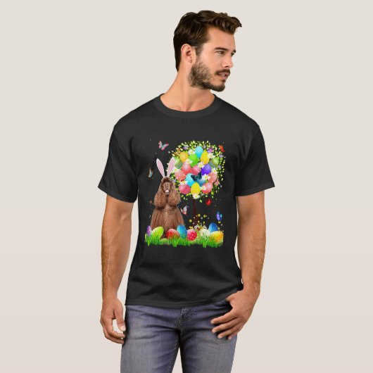 Cute Bunny American Cocker Spaniel Easter Eggs Tre Tシャツ (正面フル)