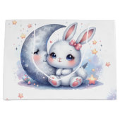 cute bunny and crescent moon ラージペーパーバッグ (正面)