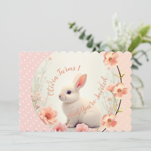 Cute Bunny And Floral 招待状 (スタンド正面)