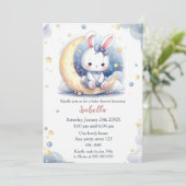cute bunny and lovely moon baby shower 招待状 (スタンド正面)