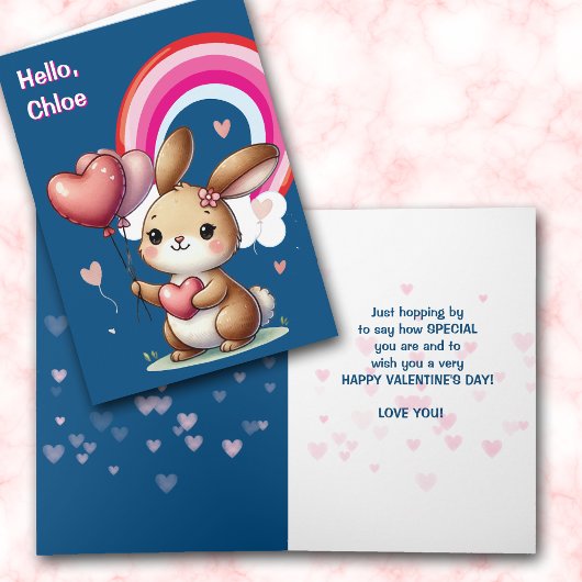 Cute Bunny and Rainbow Valentine Card シーズンカード