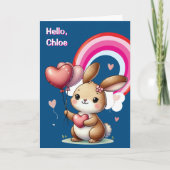 Cute Bunny and Rainbow Valentine Card シーズンカード (正面)