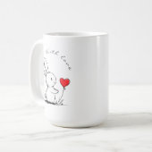 Cute bunny and red heart , personnalisé コーヒーマグカップ (正面左)
