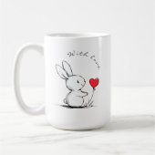 Cute bunny and red heart , personnalisé コーヒーマグカップ (左)