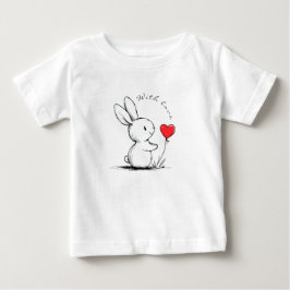 Cute bunny and red heart , personnalisé ベビーTシャツ