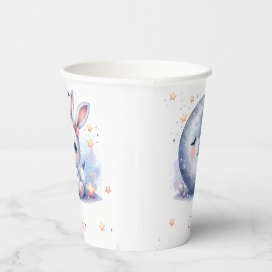 cute bunny and silver moon  paper cups 紙コップ (右)