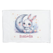 cute bunny and the crescent moon kids 枕カバー (正面)