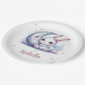 cute bunny and the moon birthday  ペーパープレート (アングル)