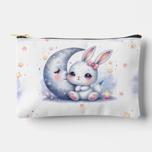 Cute bunny and the moon pencil case アクセサリーポーチ (正面)