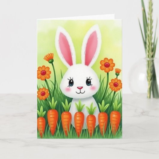Cute Bunny And Veggies Card カード (正面)