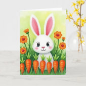 Cute Bunny And Veggies Card カード (黄色い花)
