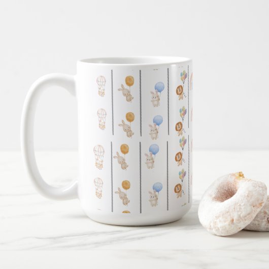Cute bunny animals pastel コーヒーマグカップ (ドーナツ)